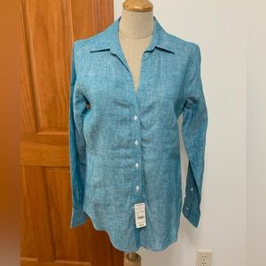 Blue linen Brooks Brothers button down